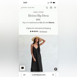 Jenni Kayne Riviera Slip Dress-Black Size Small